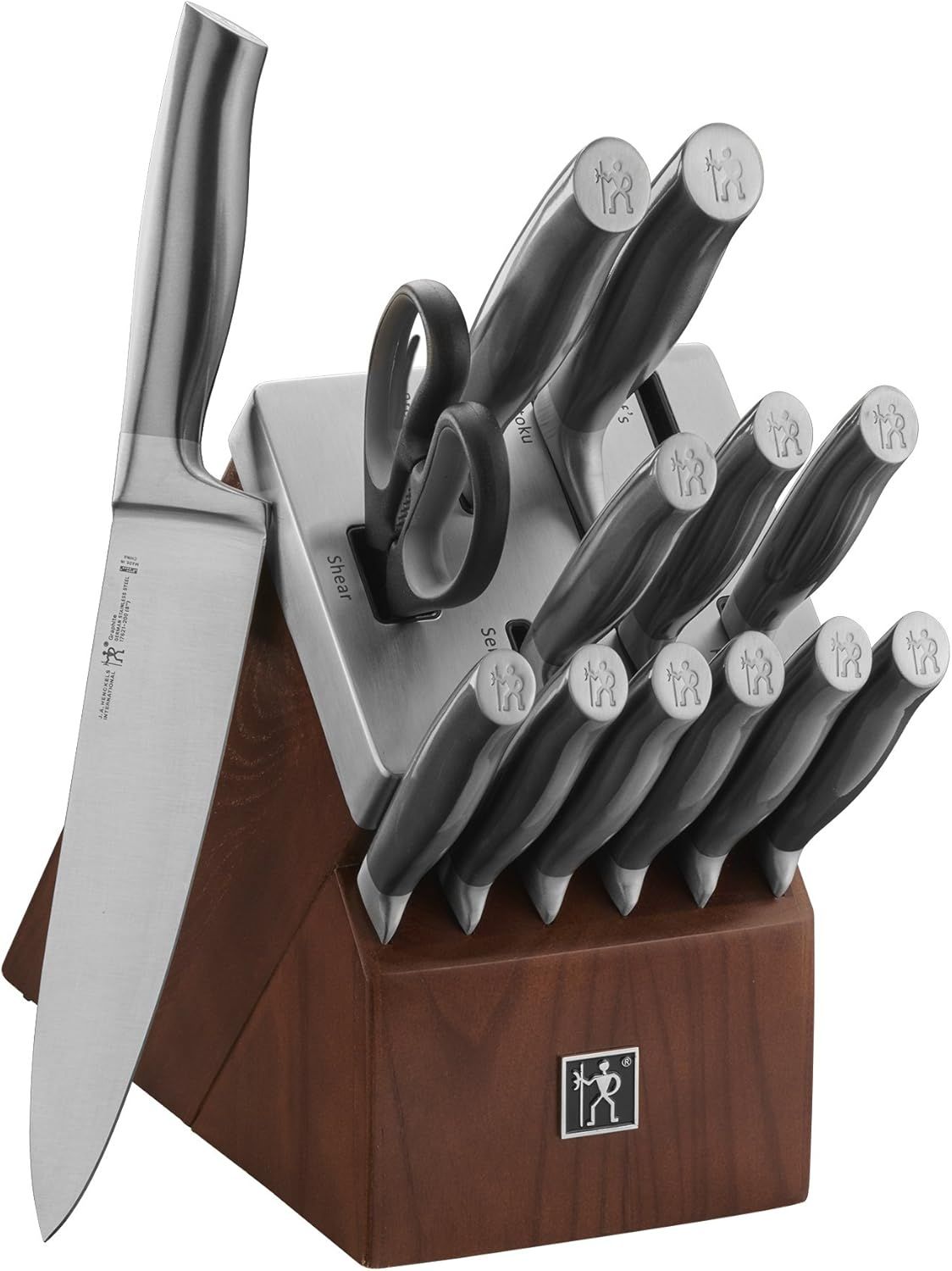 Graphite 14-Piece Dark Wood Self-Sharpening Knife Block Set