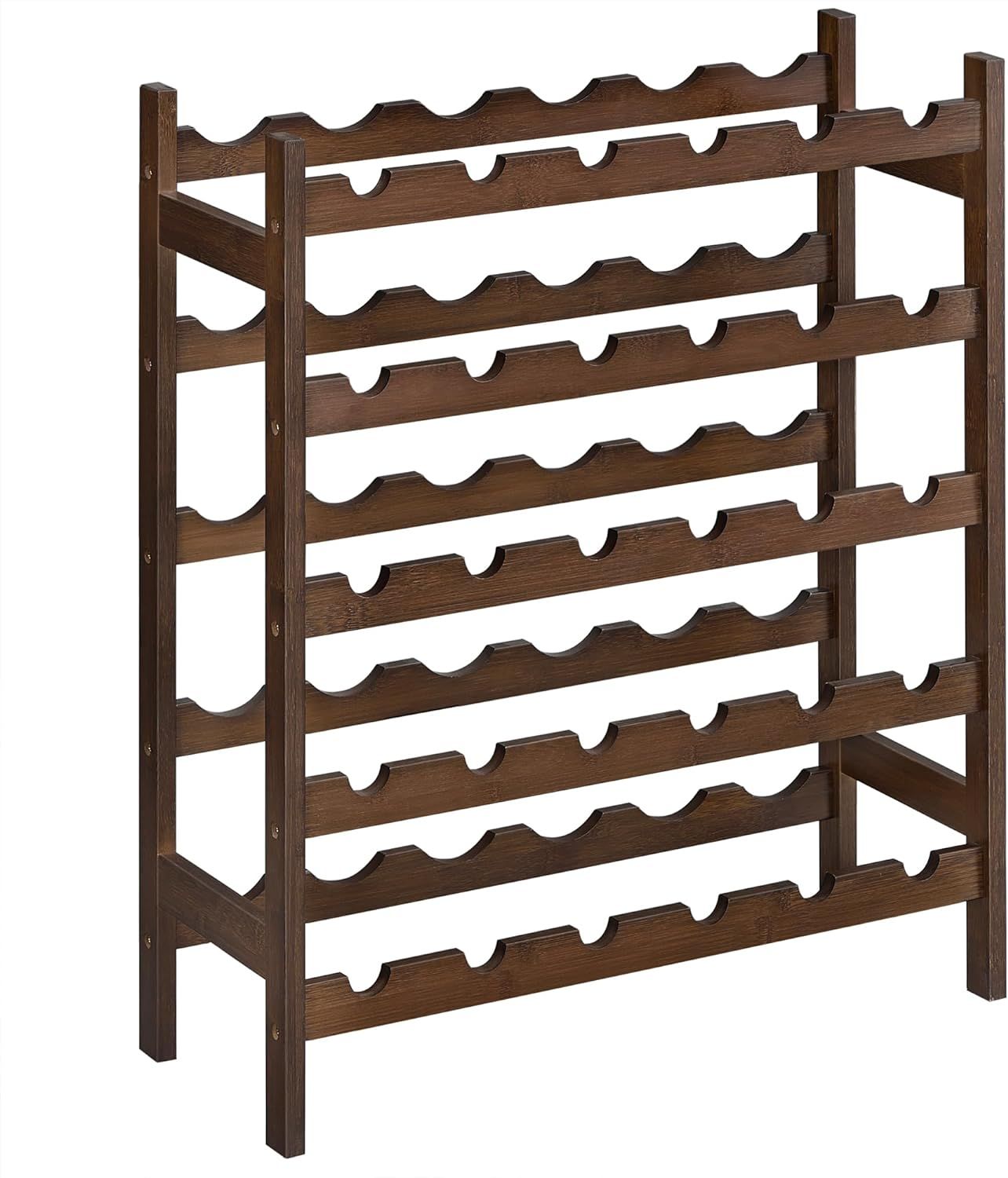 Walnut 30-Bottle Bamboo 5-Tier Wine Rack