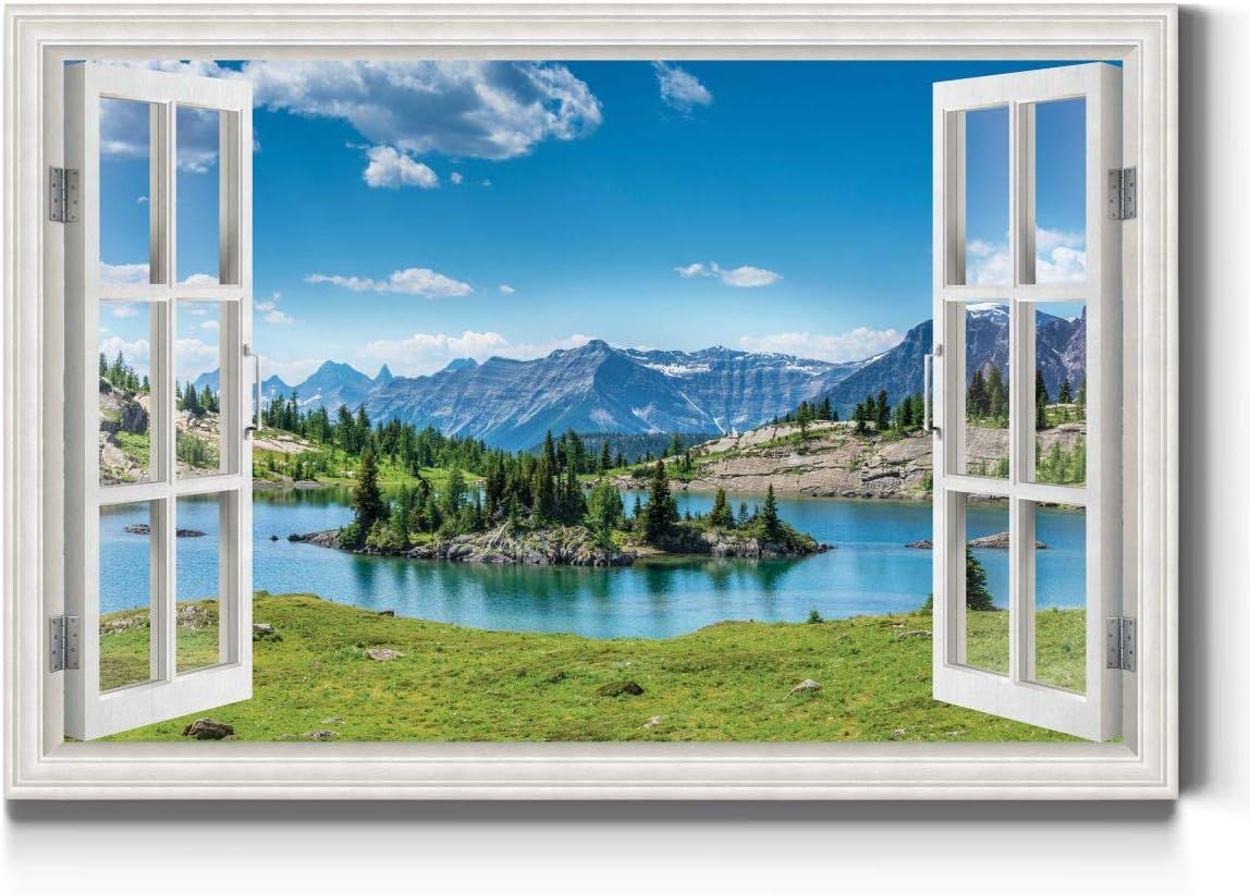 Mountain Blue Lake Forest Landscape Canvas Wall Art