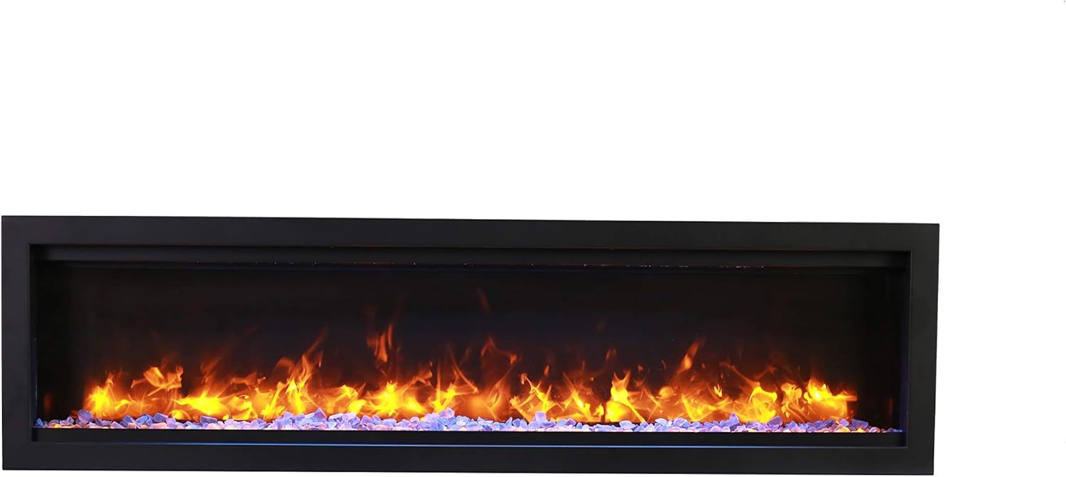 Amantii 74" Black Electric Wall Mounted Fireplace with Remote