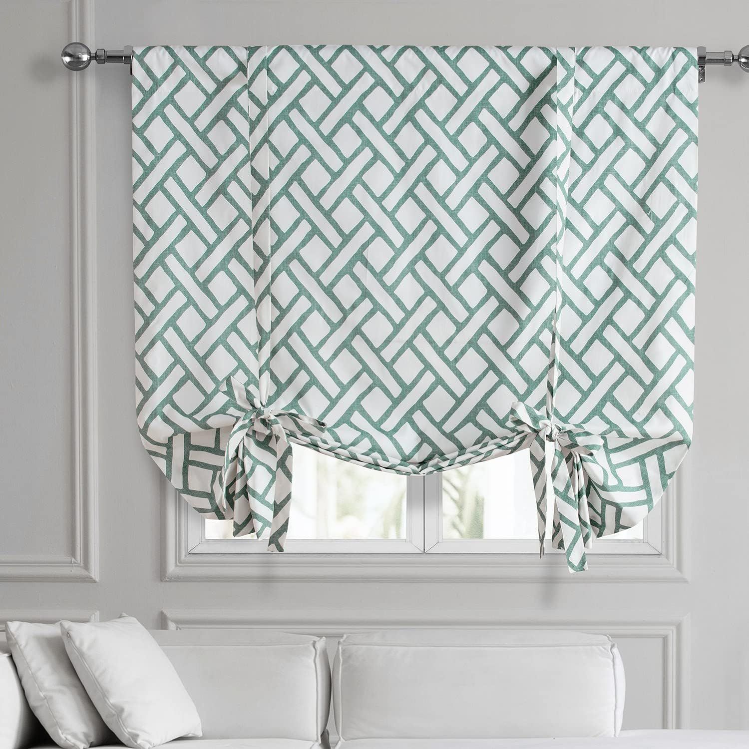 Slate Blue Cotton Blackout Tie-Up Window Shade