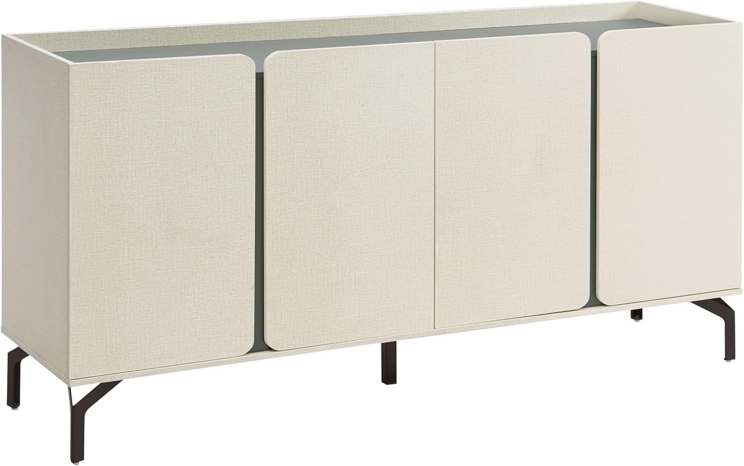 Cream Weave & Sage Green Modern Sideboard Buffet with Metal Legs