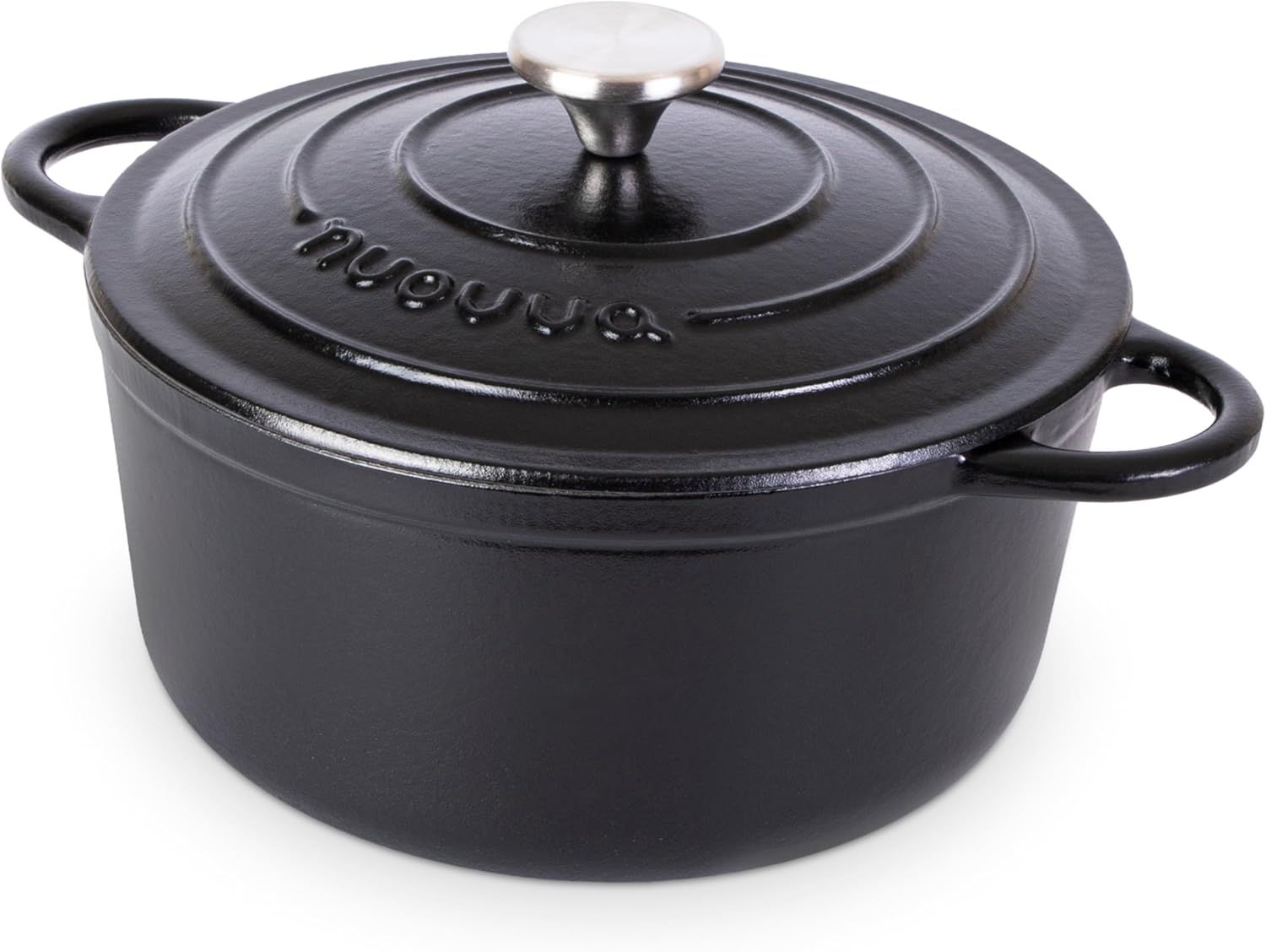 Black Enameled Cast Iron Round Dutch Oven with Lid