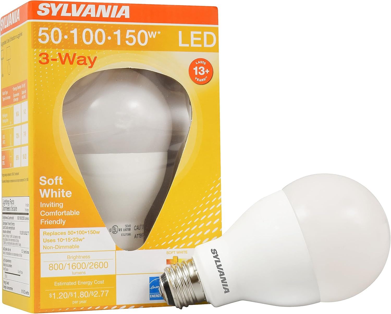 SYLVANIA Soft White 3-Way LED A21 Light Bulb