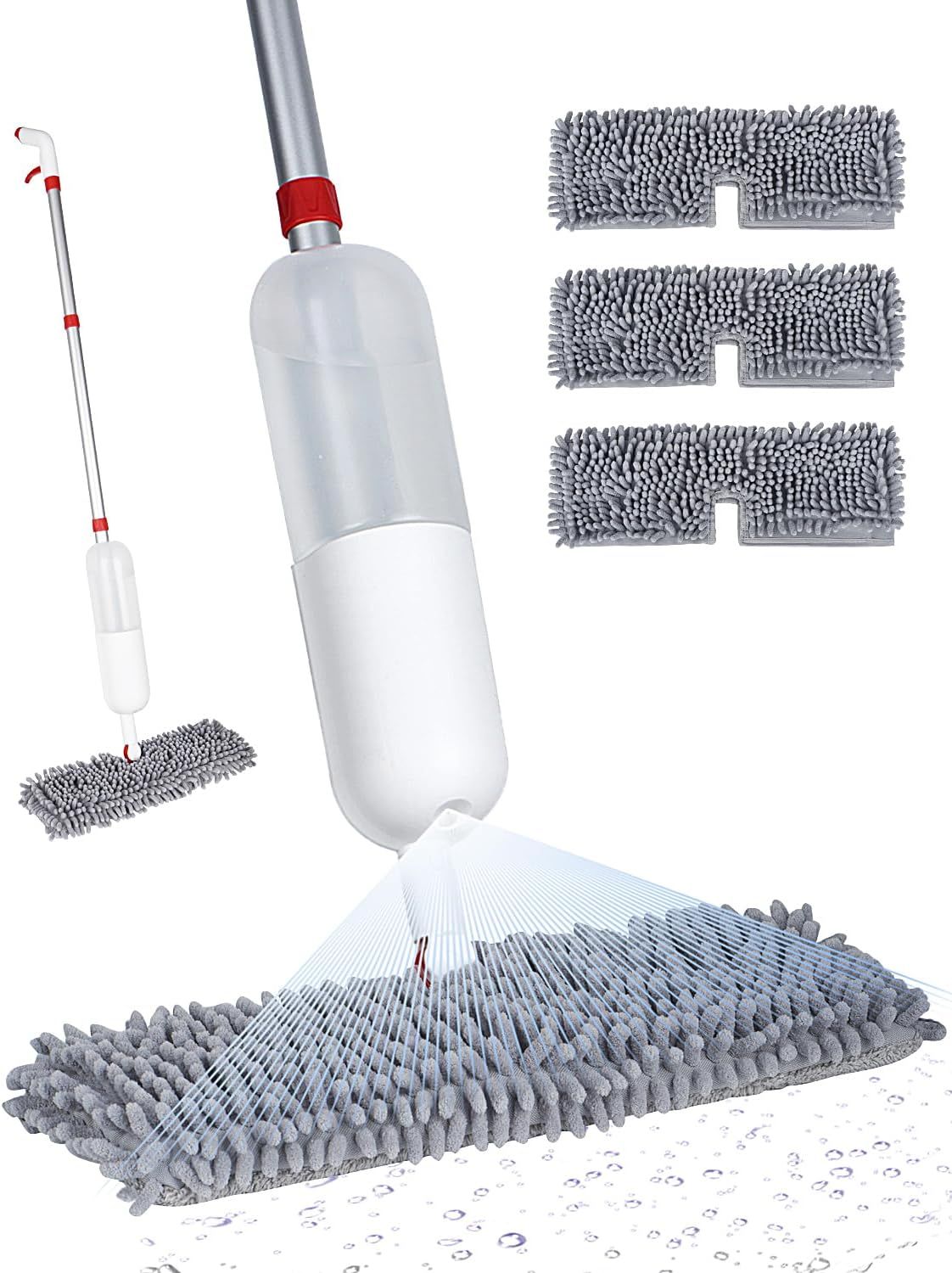 Gray Microfiber Spray Mop with Reusable Pads for Hard Floors