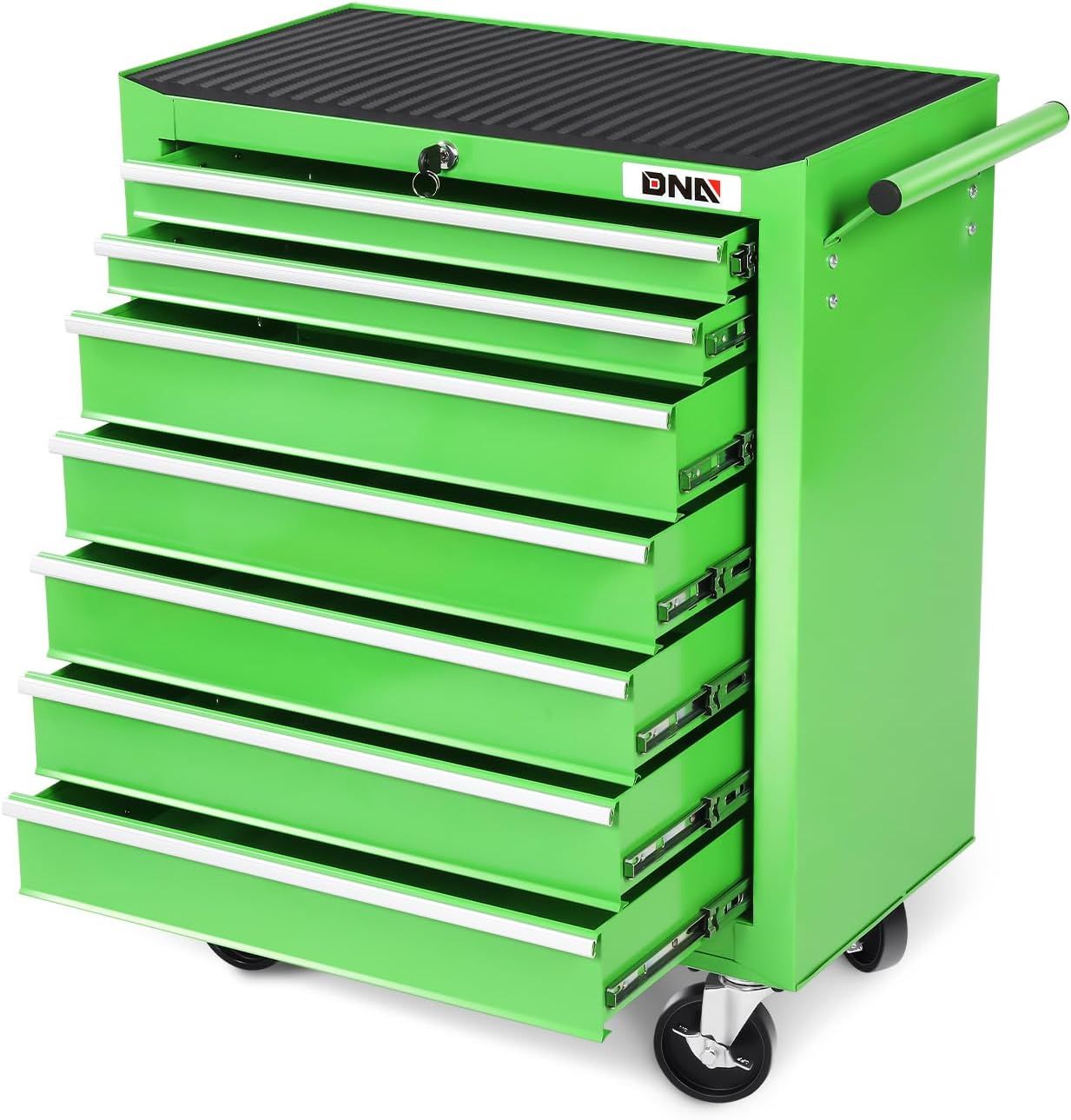 Green Steel 7-Drawer Rolling Tool Cabinet with Lock