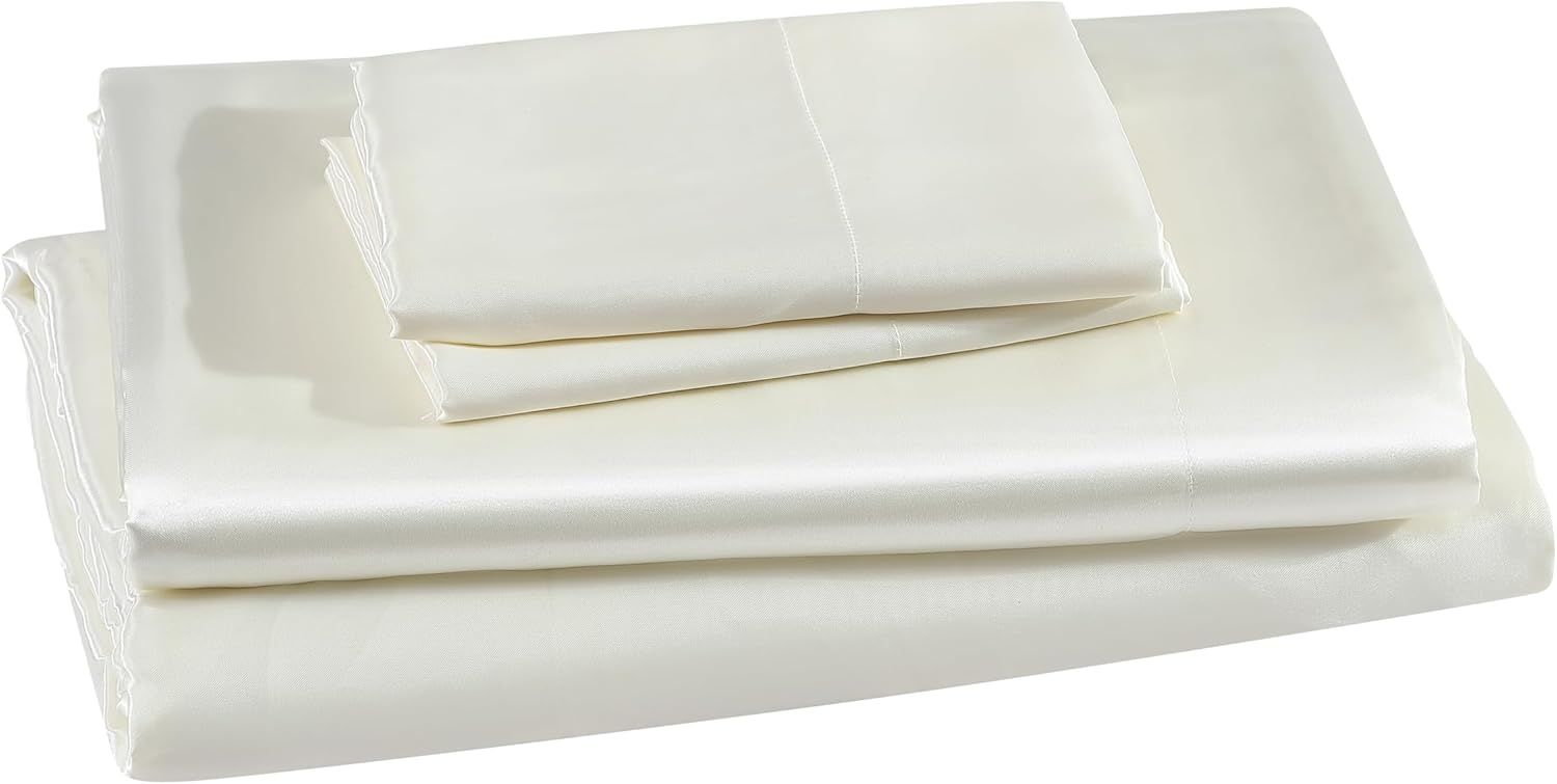 Ivory Full Satin Polyester Sheet Set