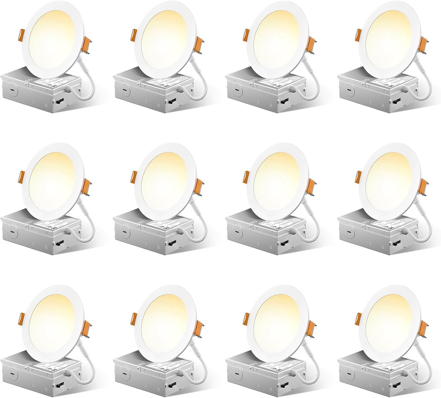 Amico 12 Pack 4 Inch Ultra-Thin Dimmable LED Recessed Lights