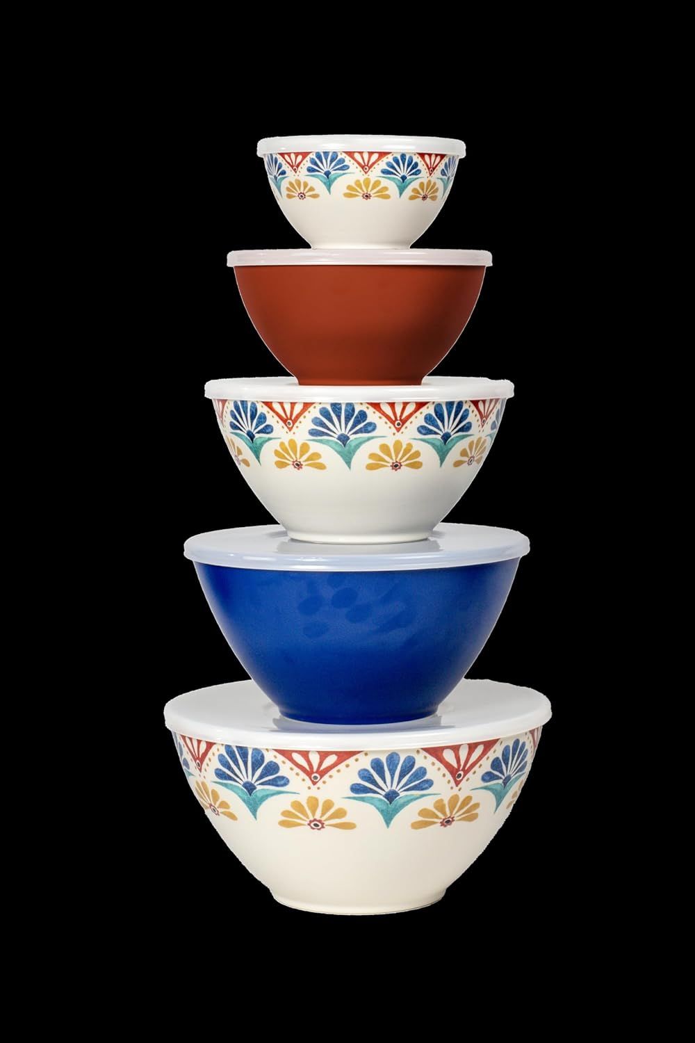 Rio Medallion Multicolor Melamine Mixing Bowls with Lids, Set of 5