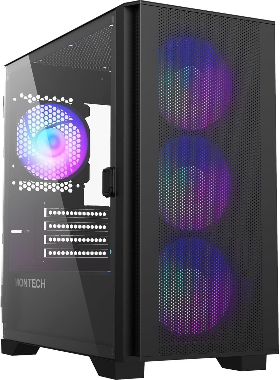 Montech Black Micro-ATX Tower with ARGB Fans and Tempered Glass