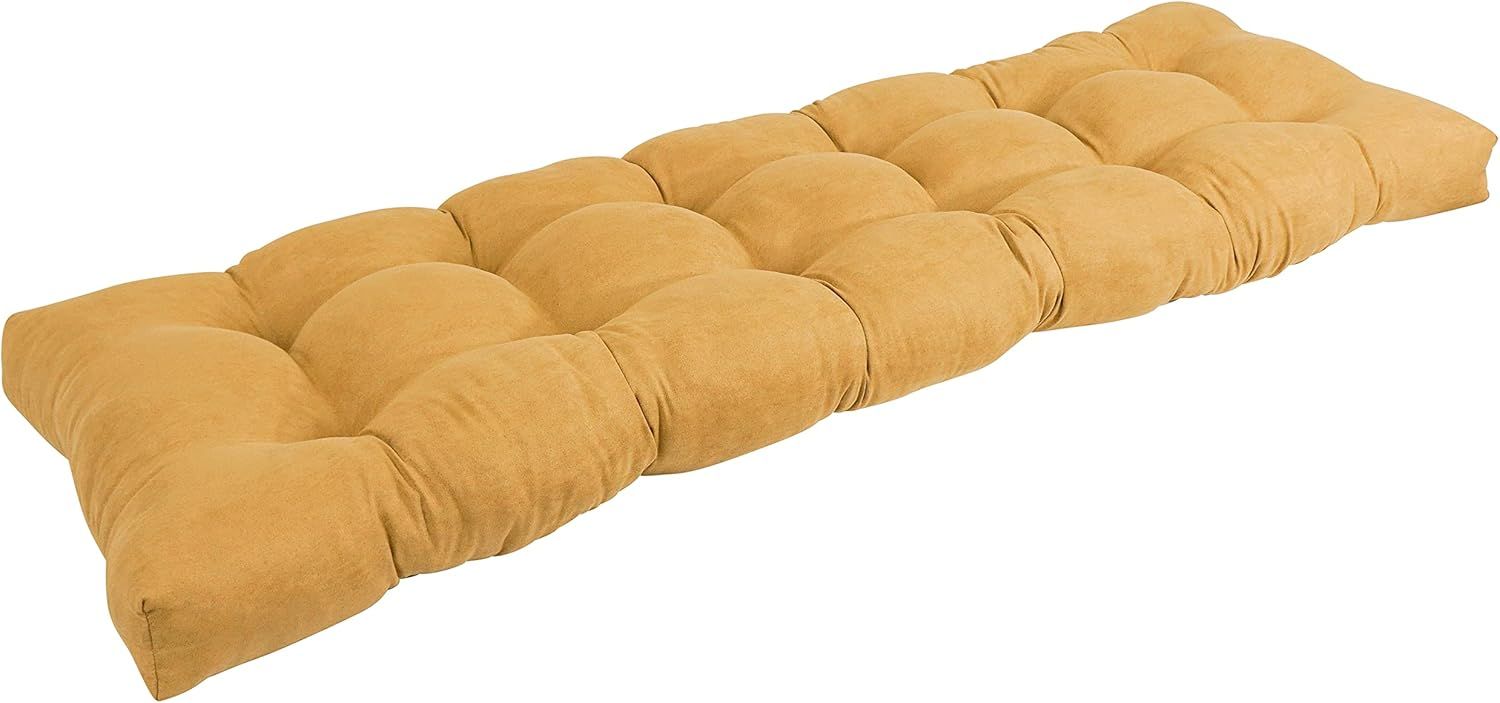 Lemon Yellow Microsuede Tufted Bench Cushion, 55" x 19"