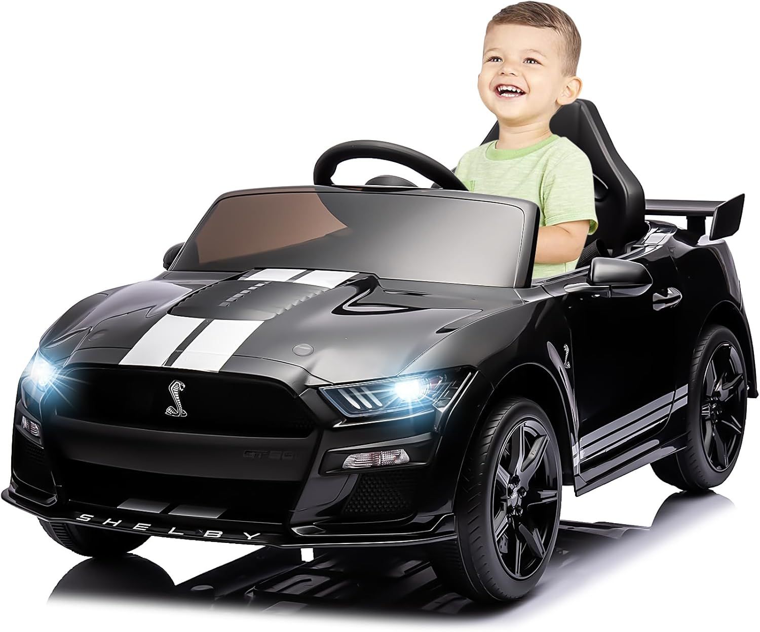 Black 12V Ford Mustang Shelby GT500 Kids Ride-On Car