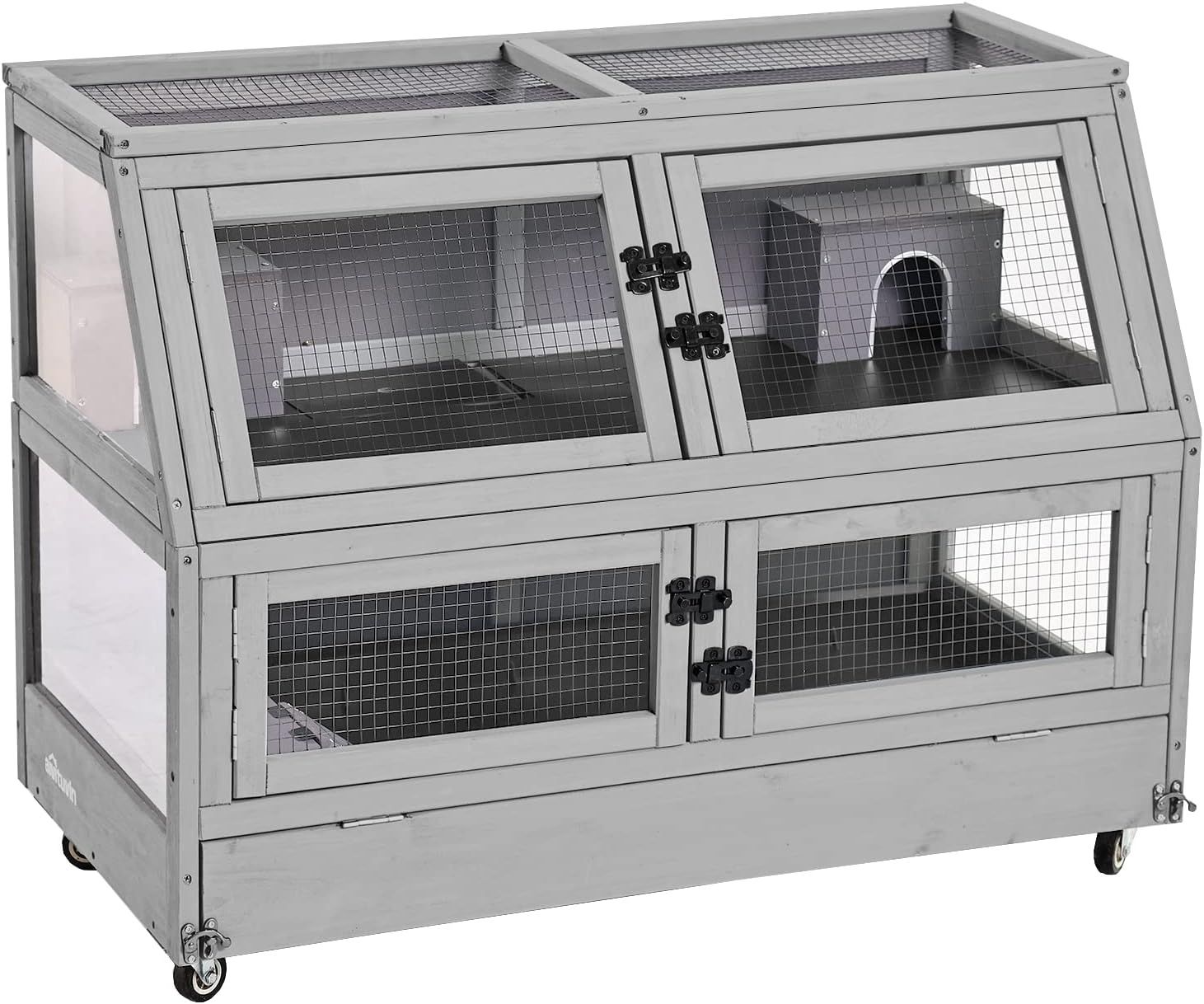 Gray Two-Level Metal Frame Rat and Hamster House