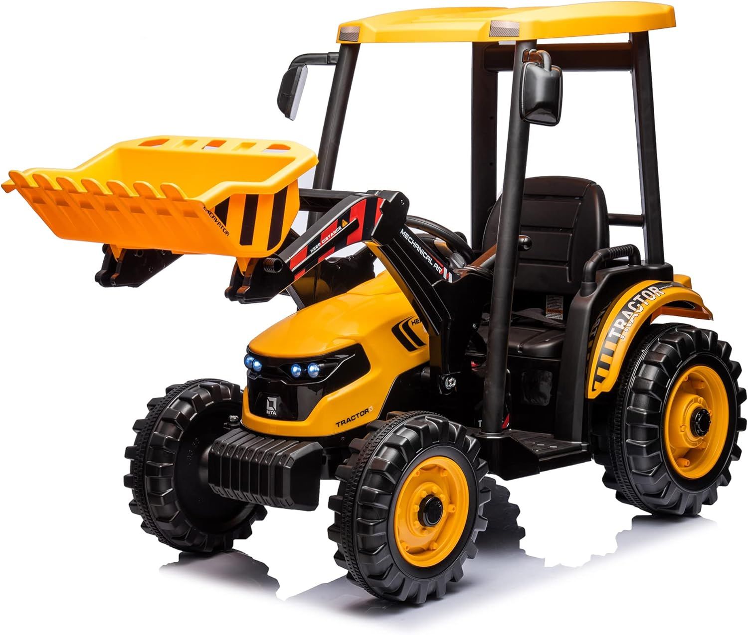 24V Yellow Kids Ride-On Tractor with Front Loader