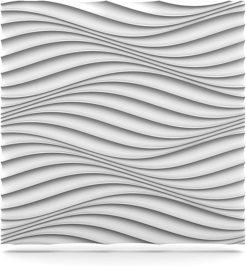 Wave Pattern 2ft x 2ft White Glue-up Wall Panel Pack