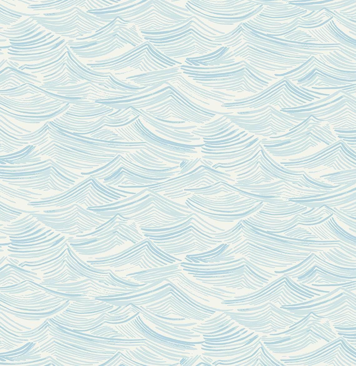 Seaside Waves Blue Pre-pasted Washable Wallpaper