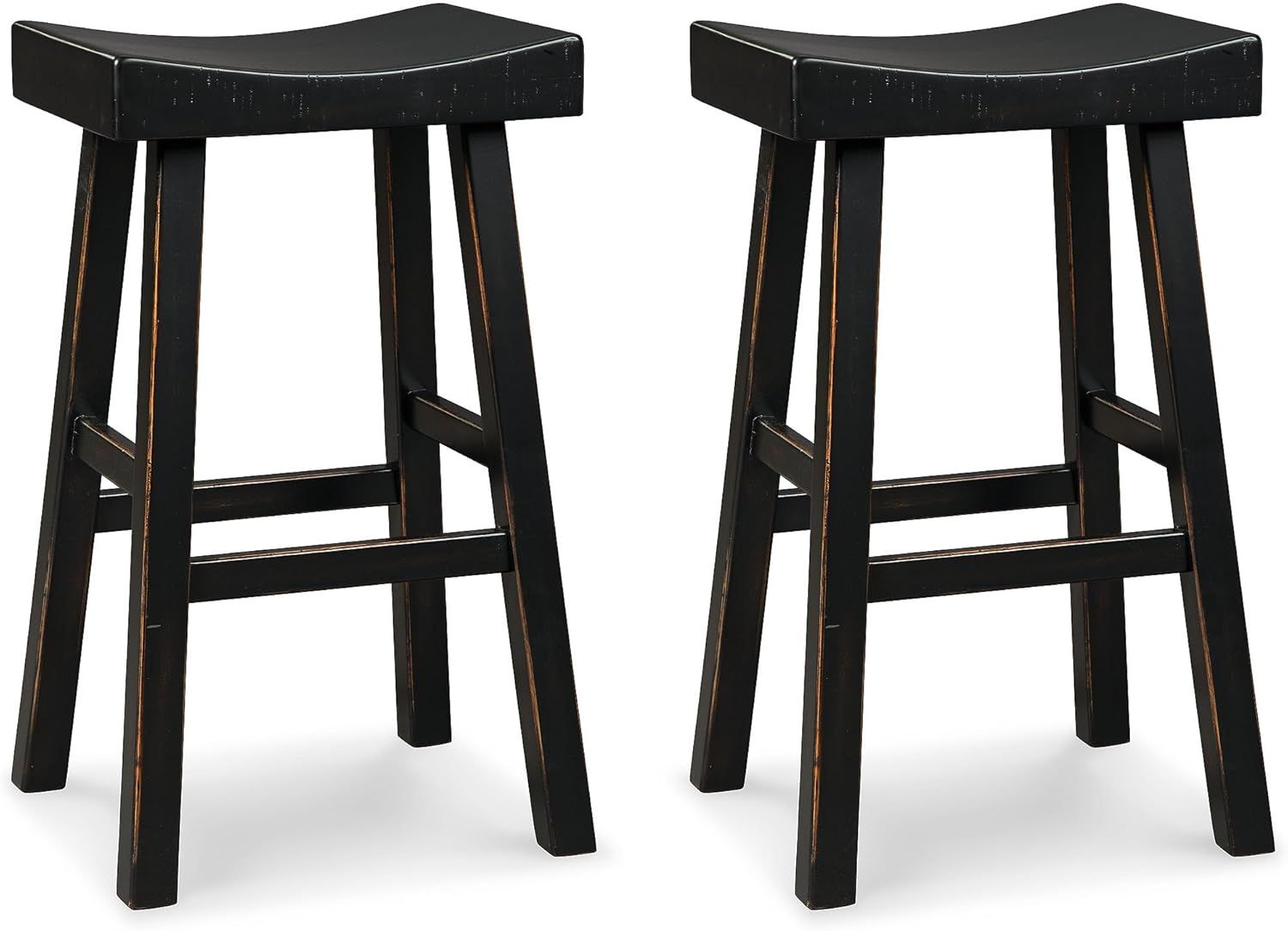 Transitional 31" Black Wood and Metal Saddle Barstool