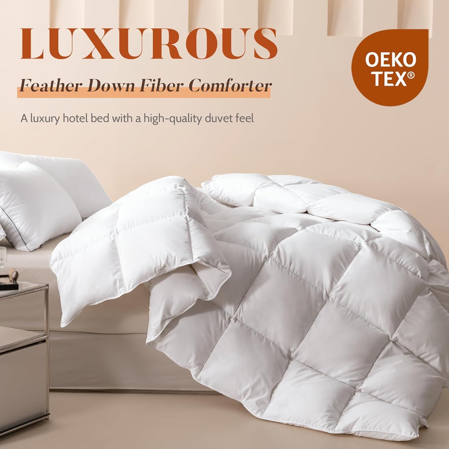 King Size White Feather Down Comforter with Cotton Cover