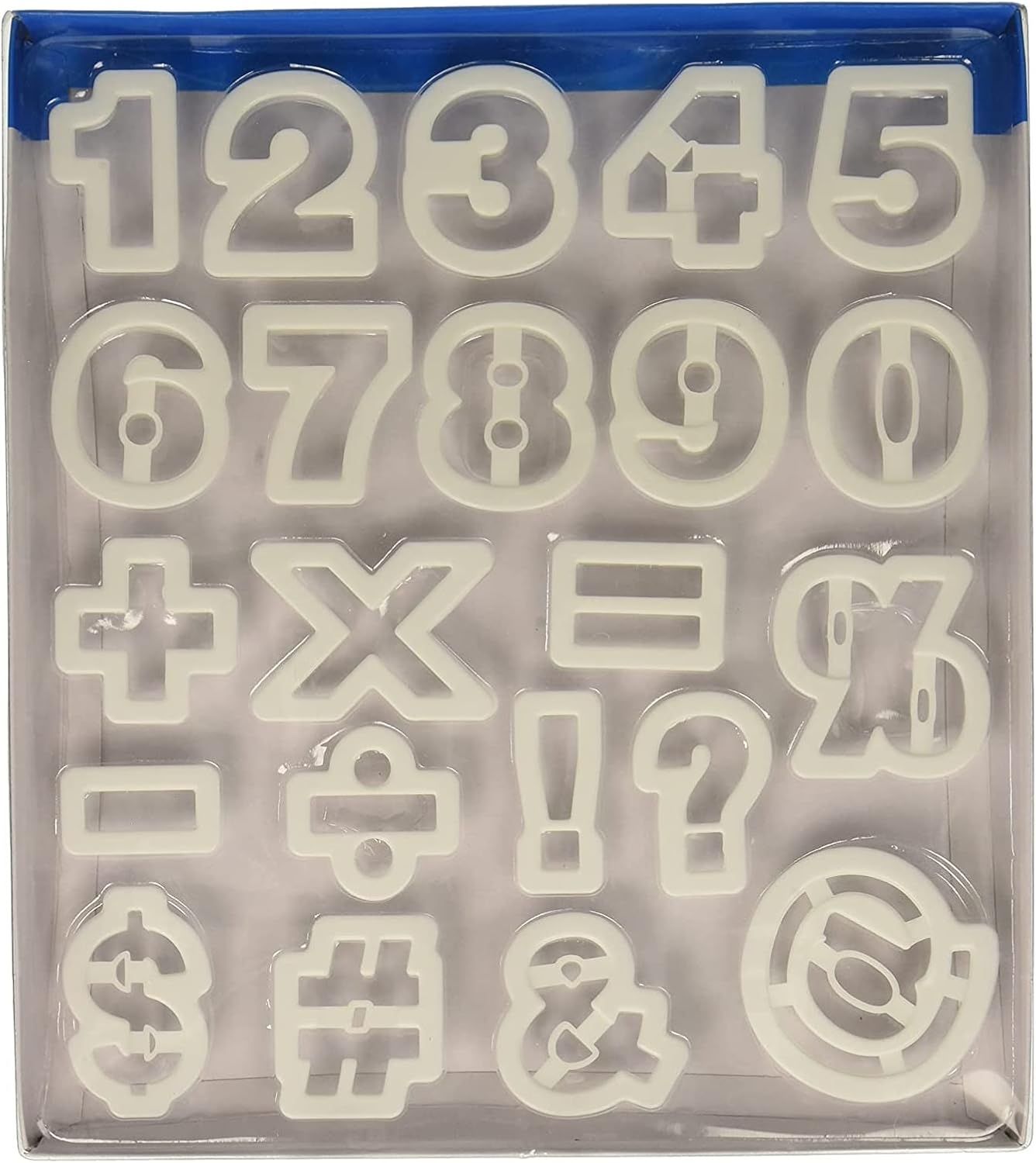 White Plastic Number and Symbol Cookie Cutter Set