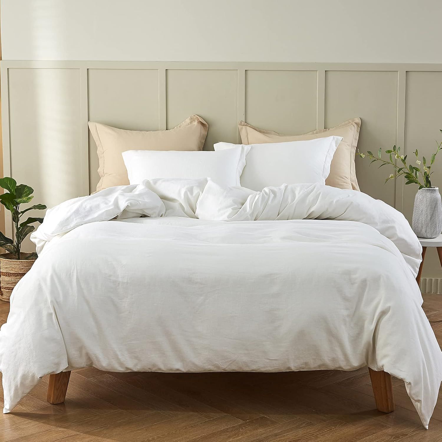 Twin Natural Flax Cotton Blend Duvet Cover Set