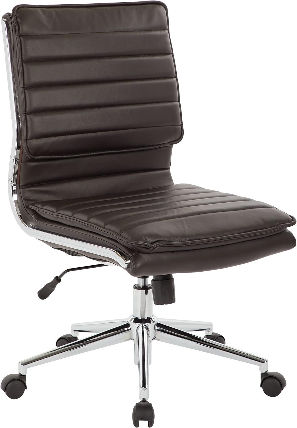 Espresso Executive Swivel Office Chair with Leather and Metal Base