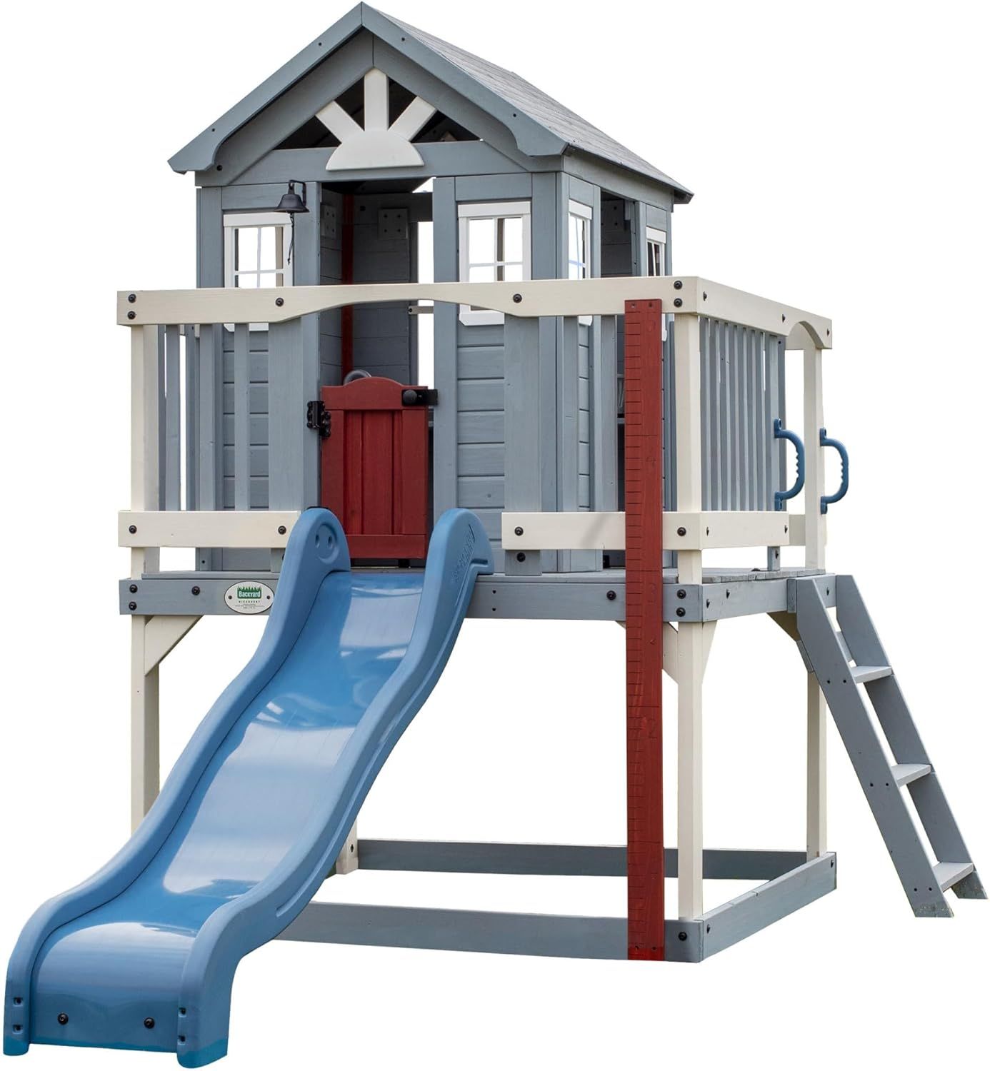 Beacon Heights Elevated Cedar Playhouse with Slide and Ladder