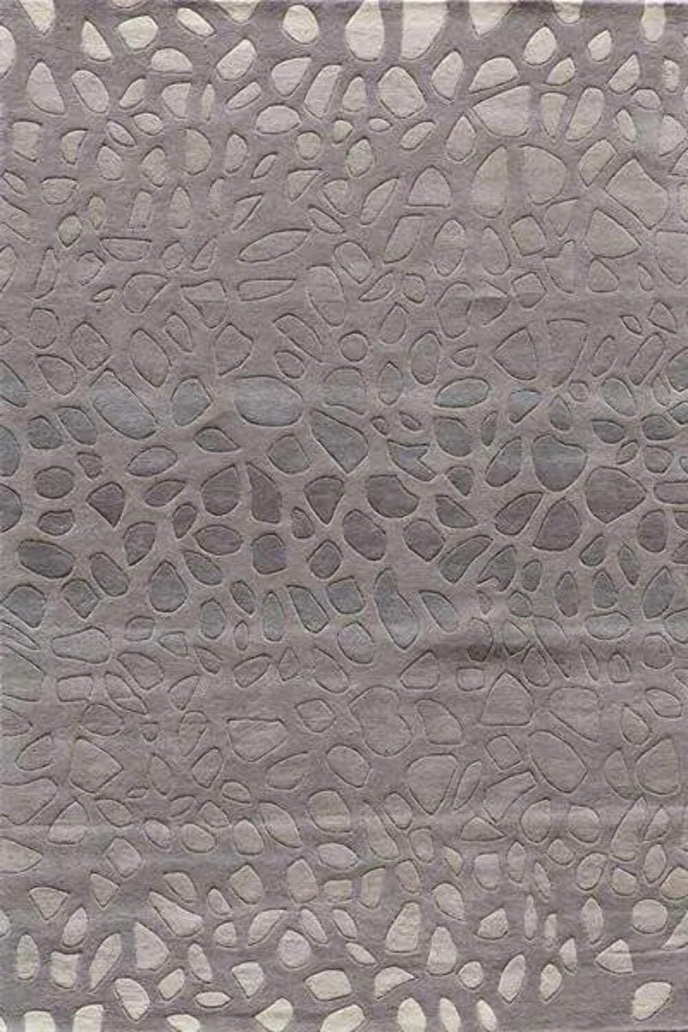 Silver Geometric Hand-Tufted Wool 8' x 10' Area Rug