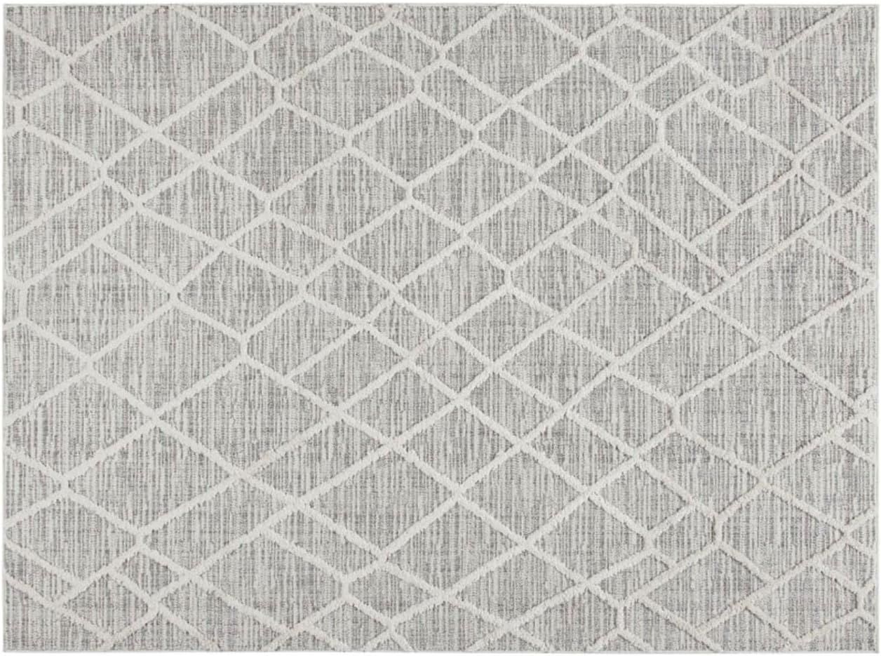 Gray and Cream Geometric 5' x 7' Synthetic Area Rug