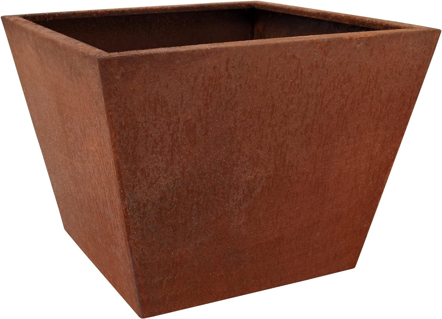 Large Weathered Corten Steel Square Planter