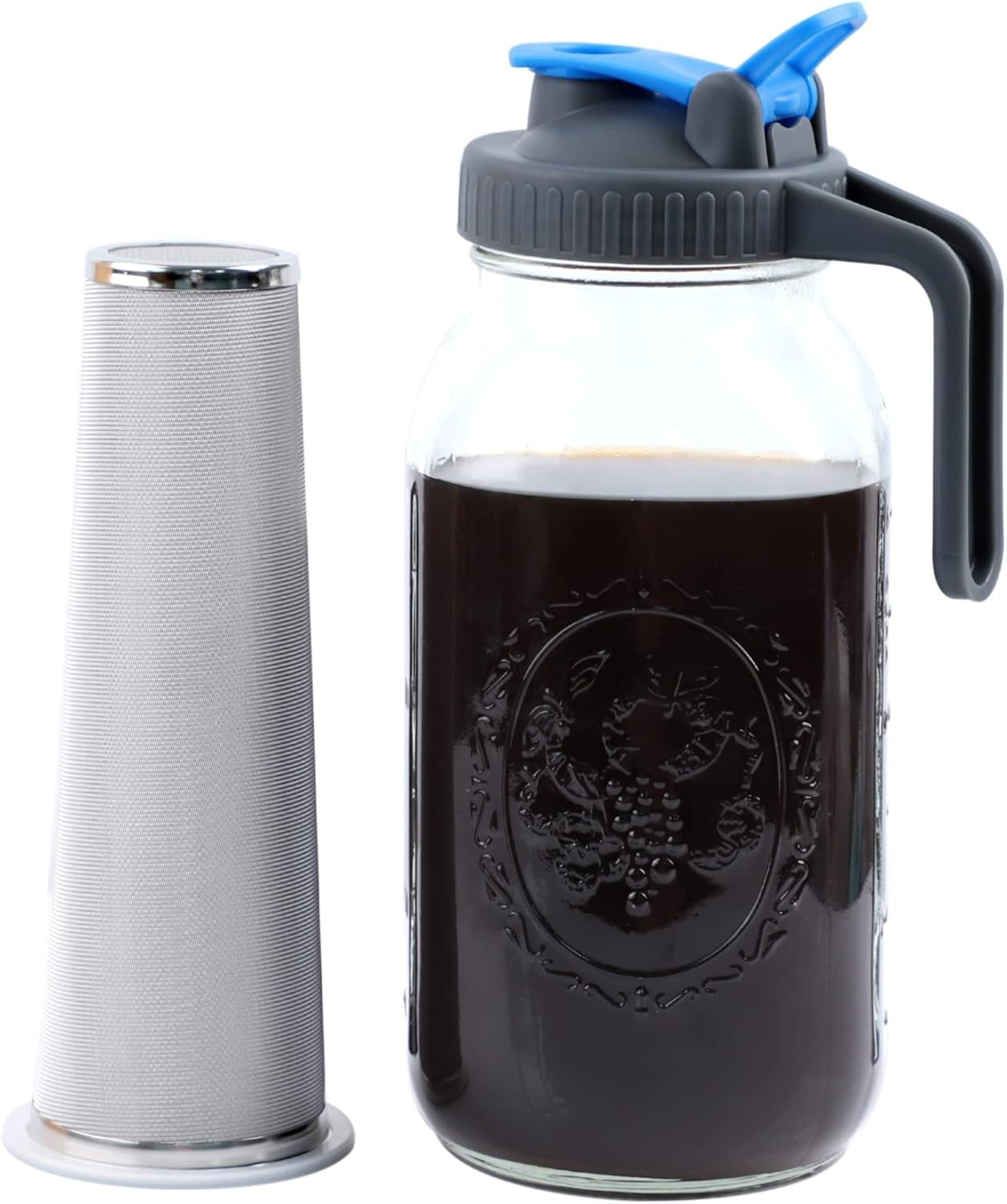 64 Oz Glass Cold Brew Coffee Maker with Stainless Steel Filter