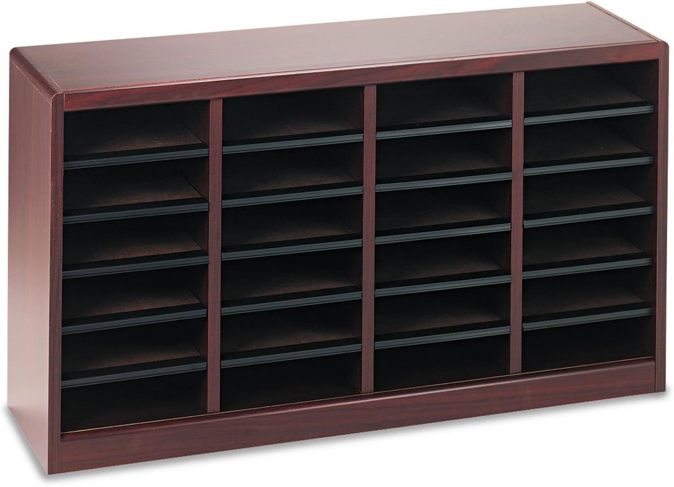 Mahogany 24-Compartment Wood Literature Organizer