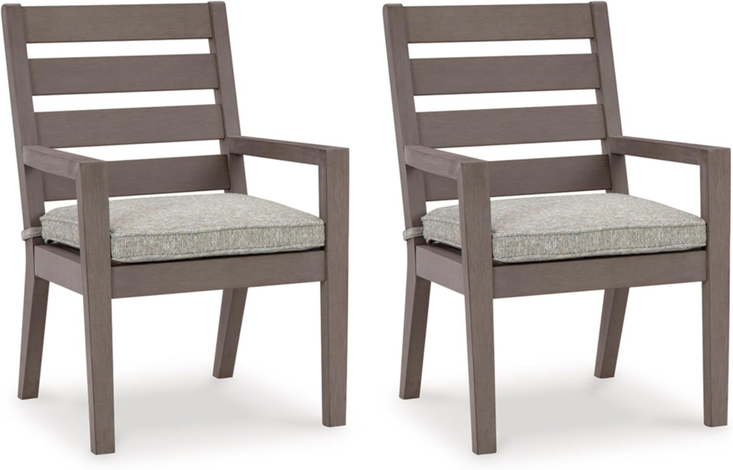 Gray Corrosion-Resistant Steel Outdoor Dining Chairs with Cushions, Set of 2