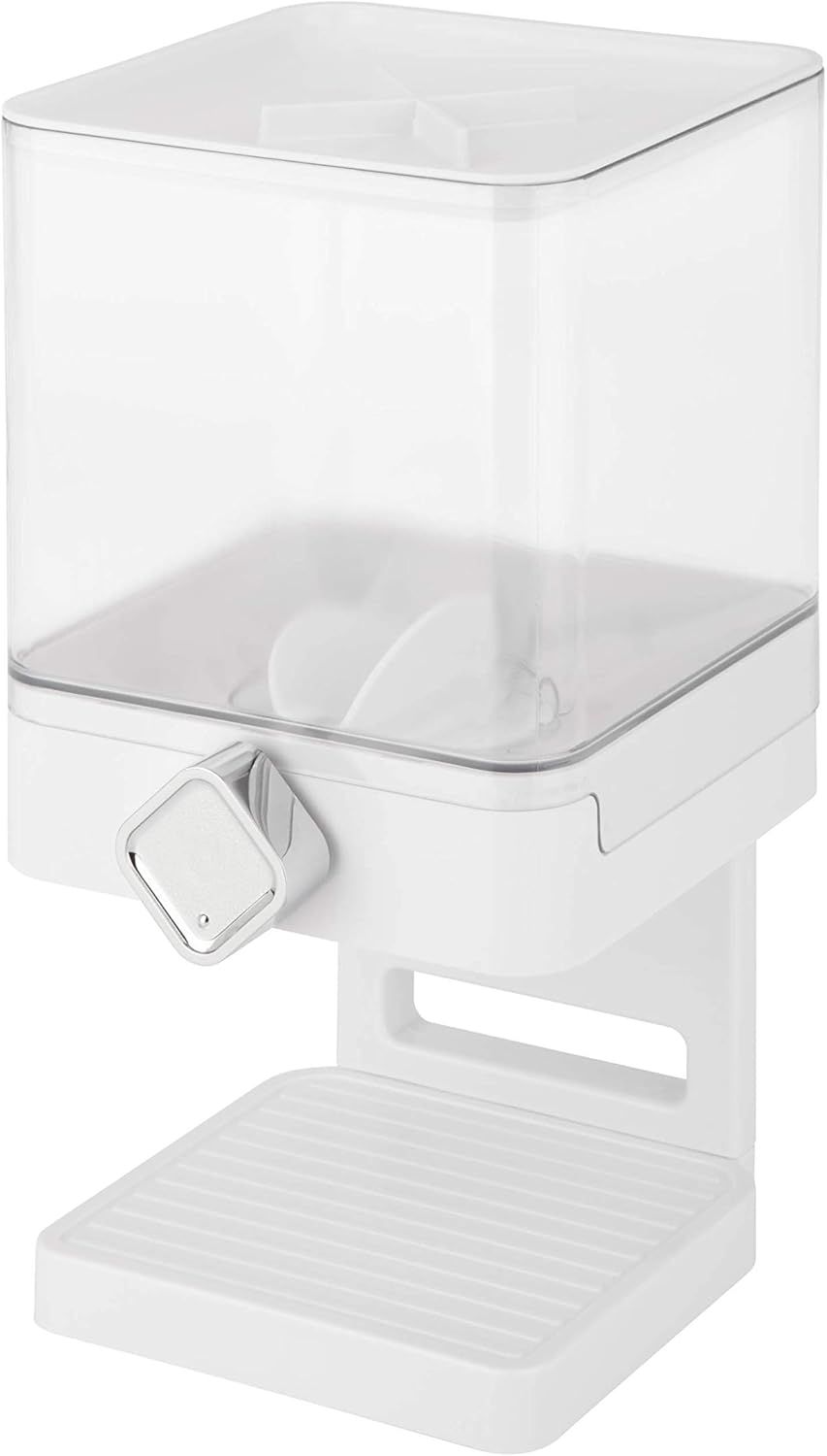 Compact White and Chrome Dry Food Dispenser