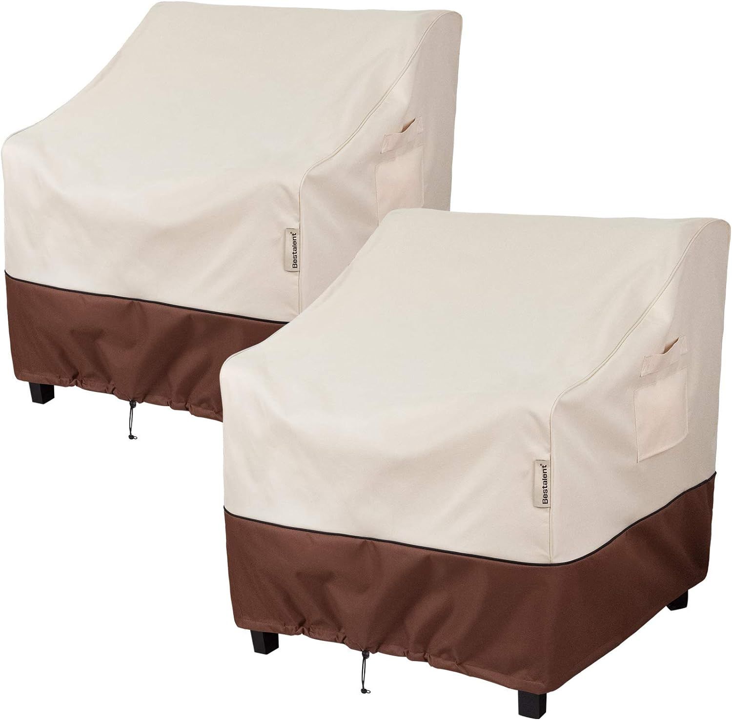 Heavy Duty Waterproof Beige and Brown Patio Chair Covers, 32" x 37" x 36"