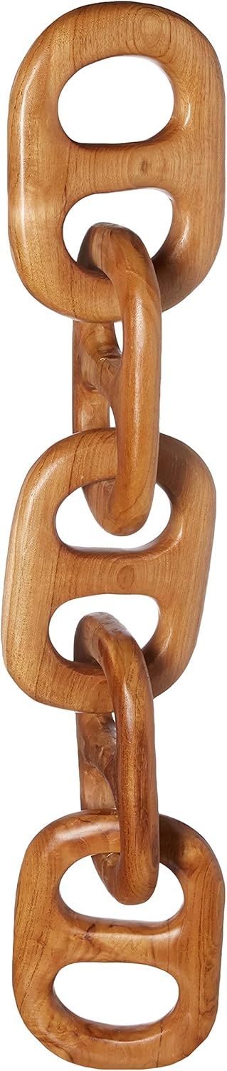 Rustic Hand Carved Natural Wood 5-Link Decorative Chain