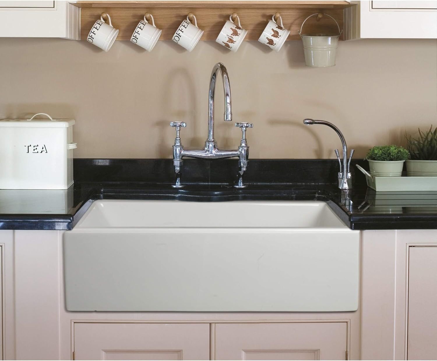 30" White Fireclay Farmhouse Kitchen Sink