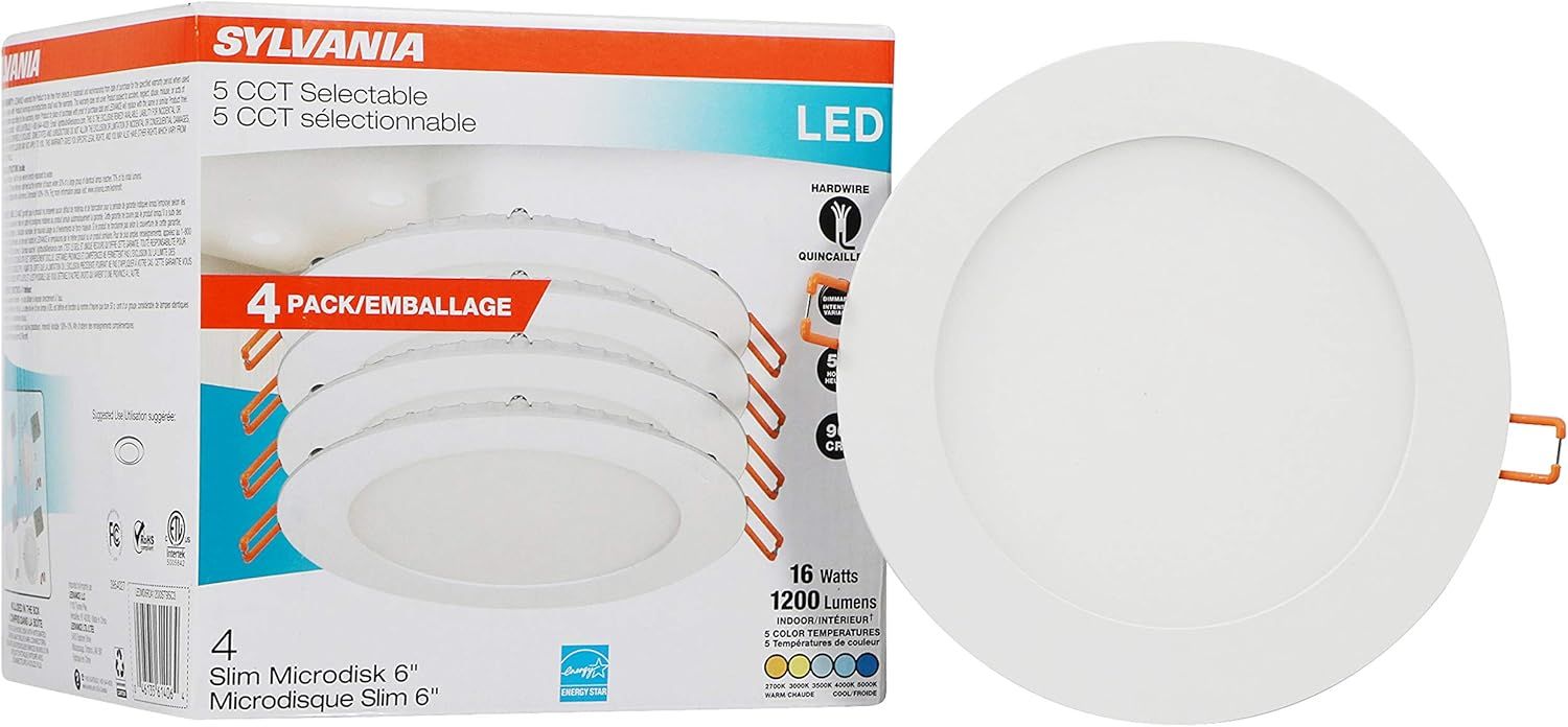 White LED 6" Slim Microdisk Recessed Downlight 4-Pack