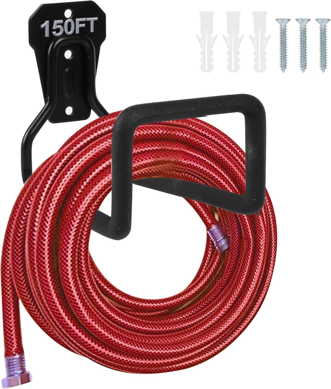 Black Heavy Duty Wall Mounted Metal Hose Holder