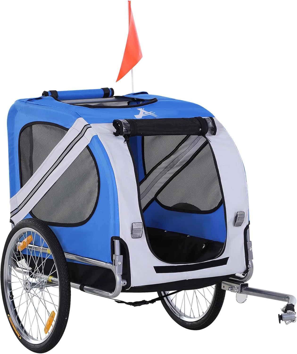 Blue and Gray Pet Bike Trailer with Mesh Screen