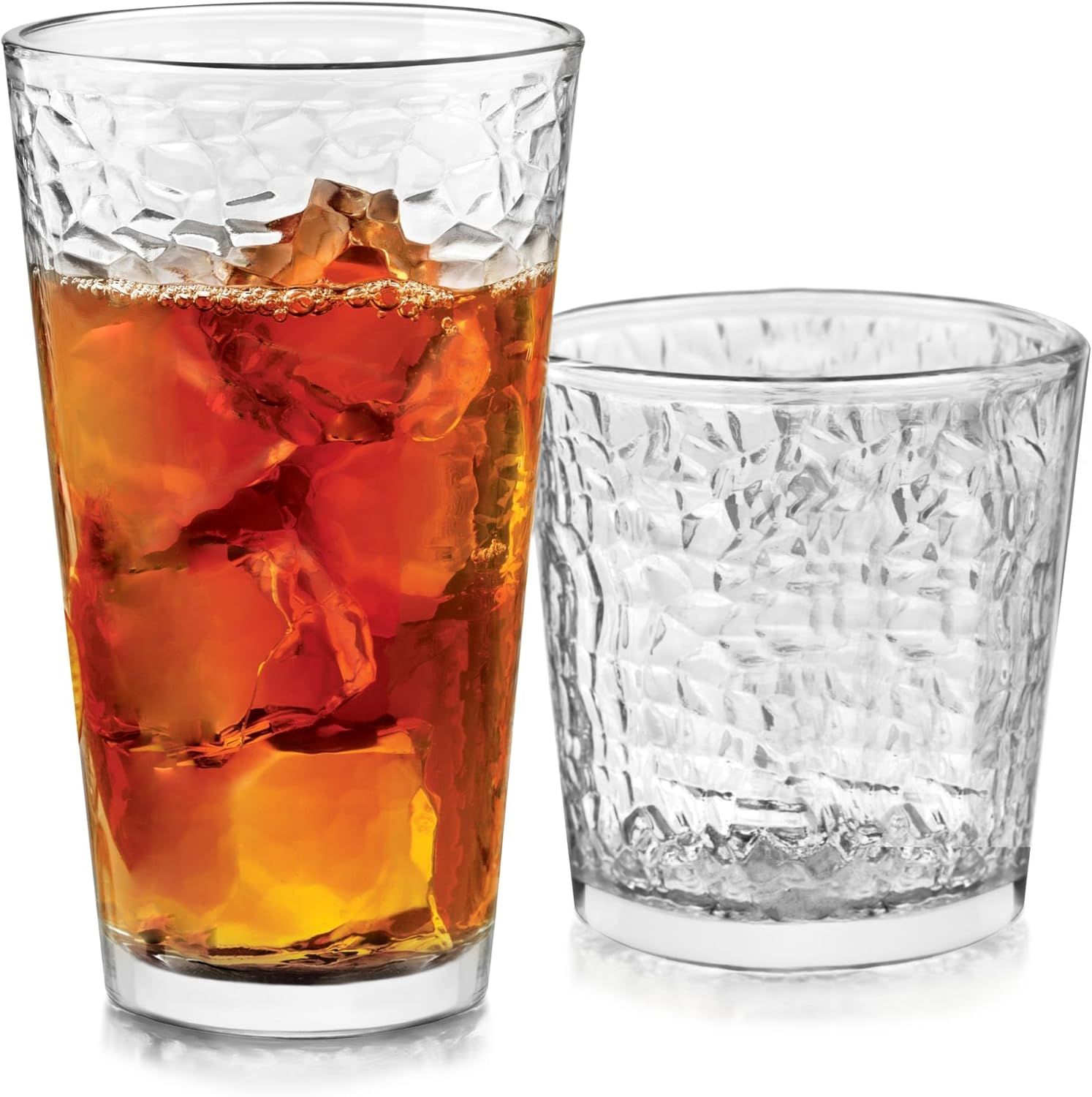 Libbey 16-Piece Textured Glass Tumbler and Rocks Set