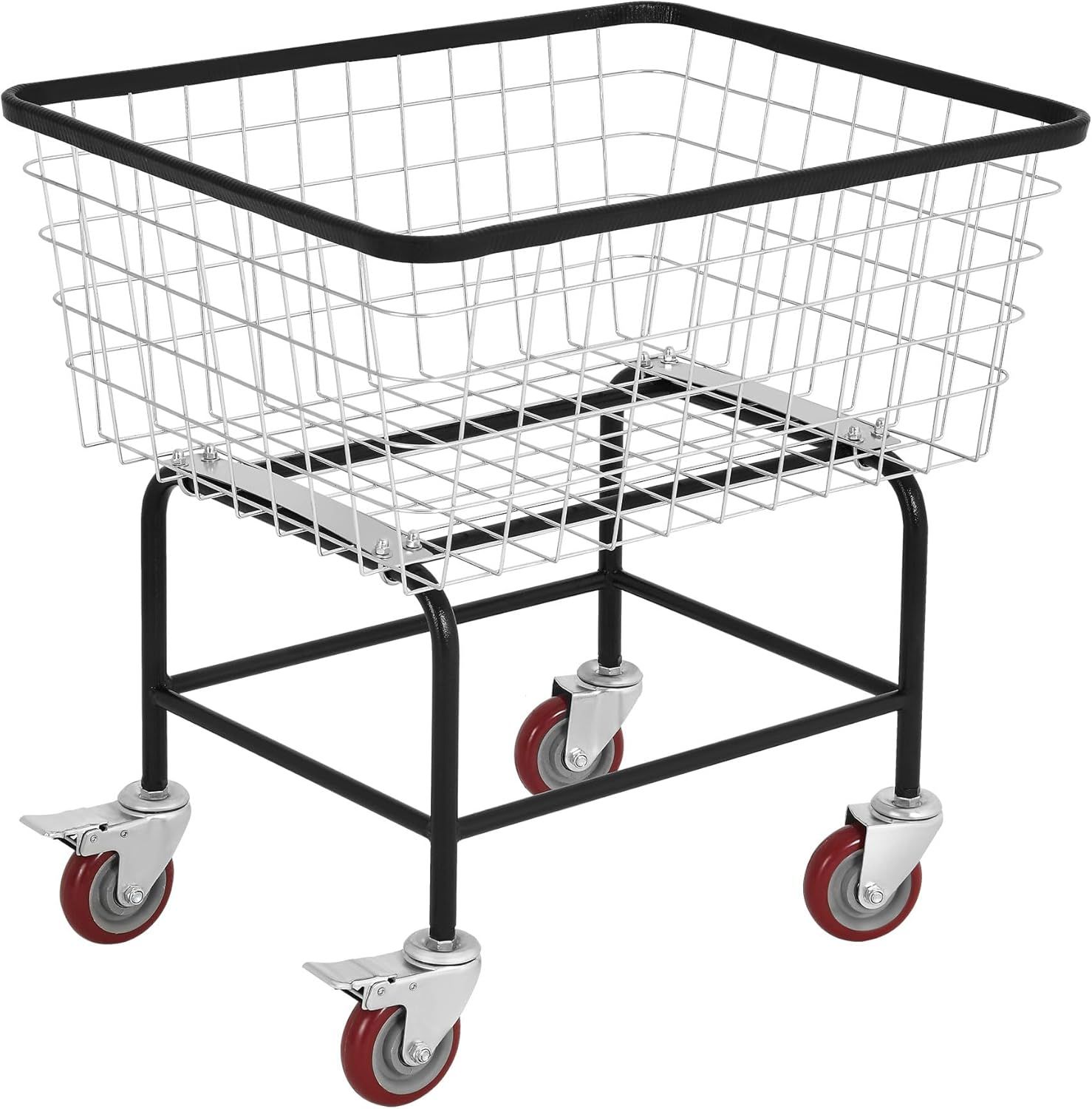 Large Galvanized Steel Rolling Laundry Cart with Wheels