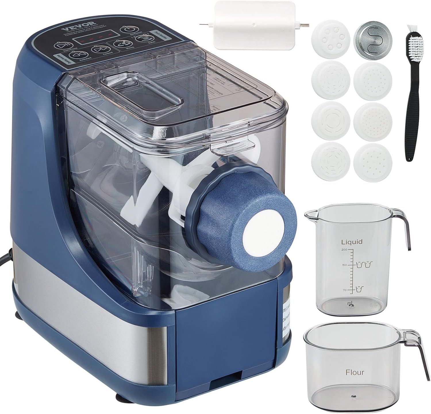 Blue Electric Pasta Maker with 8 Molds and Accessories