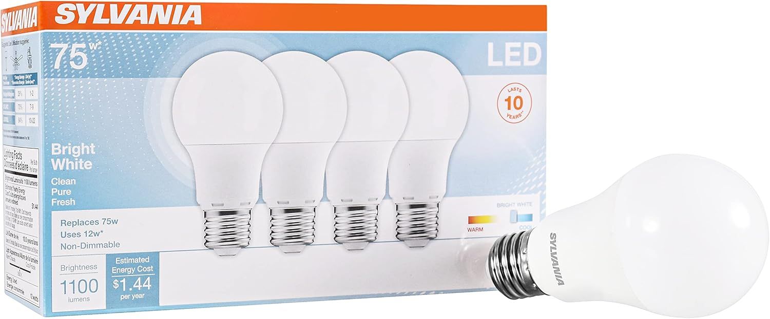 Bright White Frosted 75W Equivalent LED Bulbs, 4-Pack