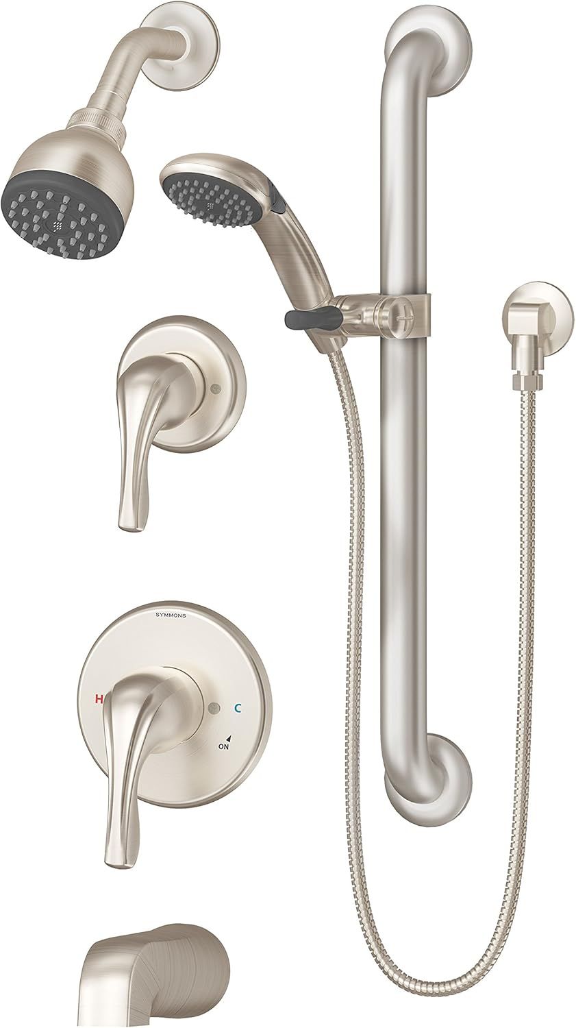 Satin Nickel Adjustable Multi-Head Tub and Shower System