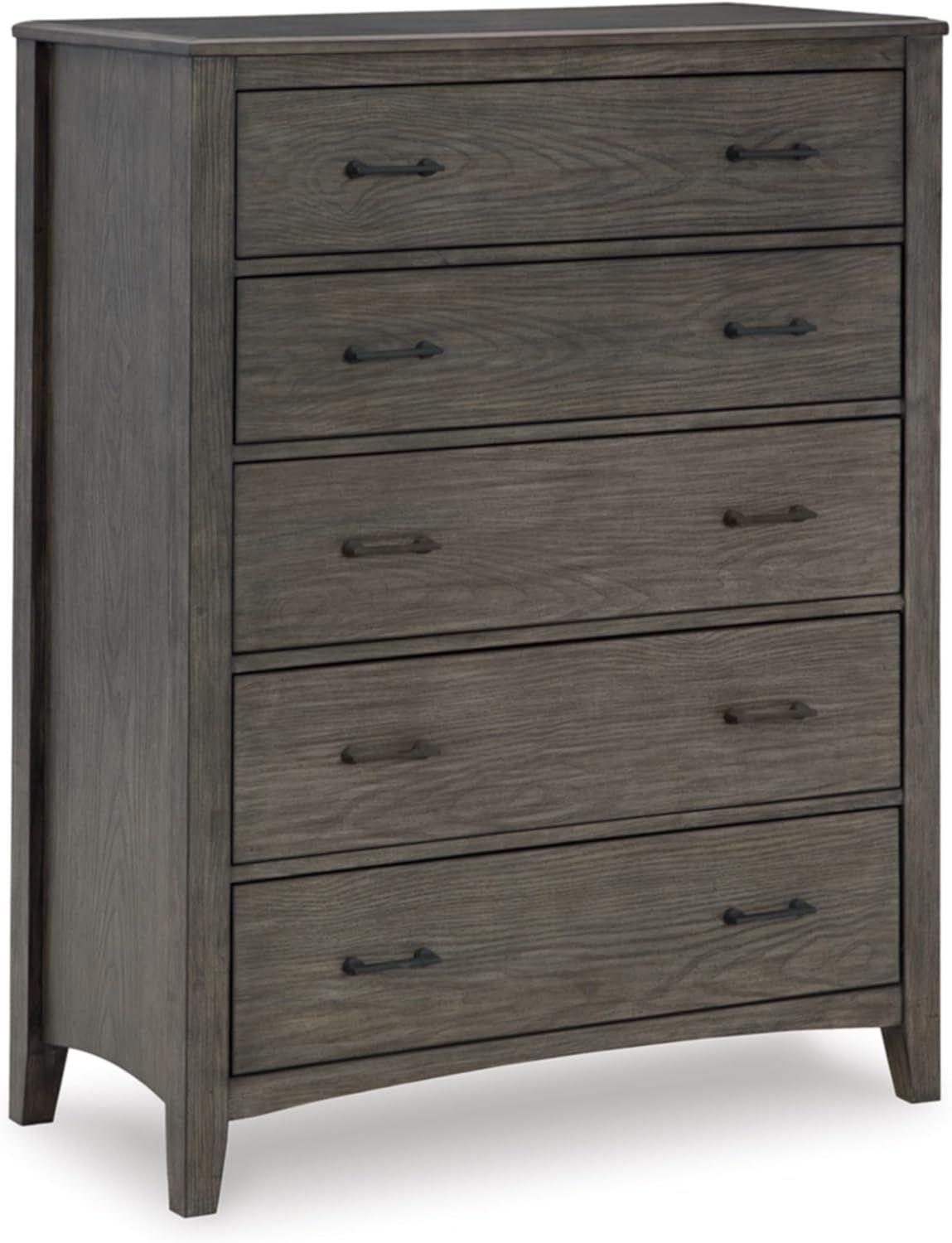 Gray Transitional 5-Drawer Chest with Felt Lined Drawer