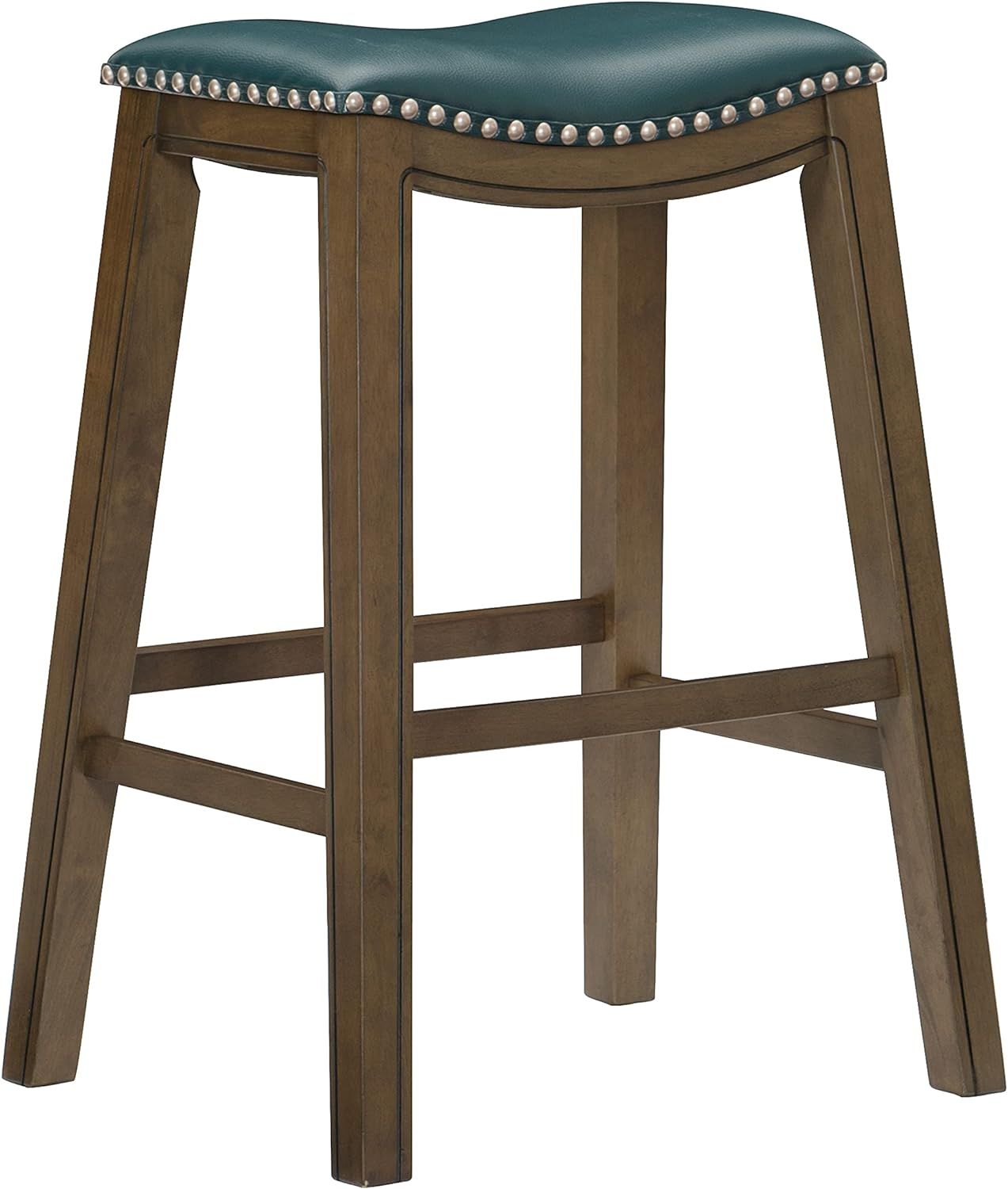 Contemporary Green Saddle-Style Wood Pub Stool 31''