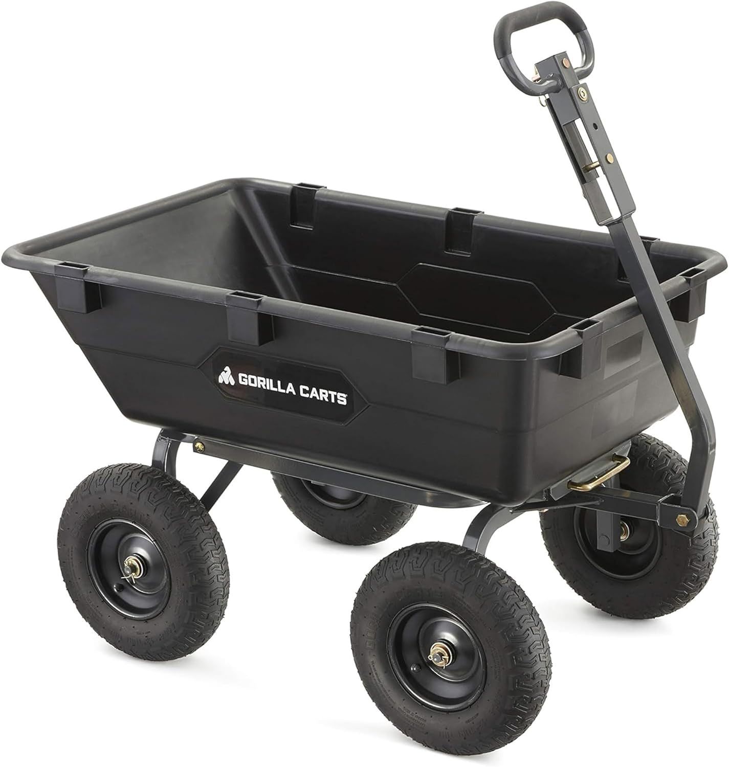 Heavy-Duty Black Alloy Steel Outdoor Hauler with Pneumatic Wheels