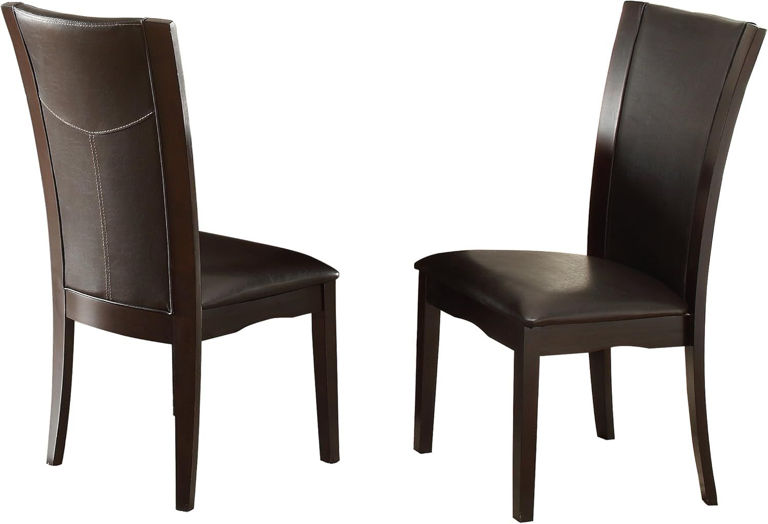 Dark Brown Leather Upholstered Parsons Side Chair Set