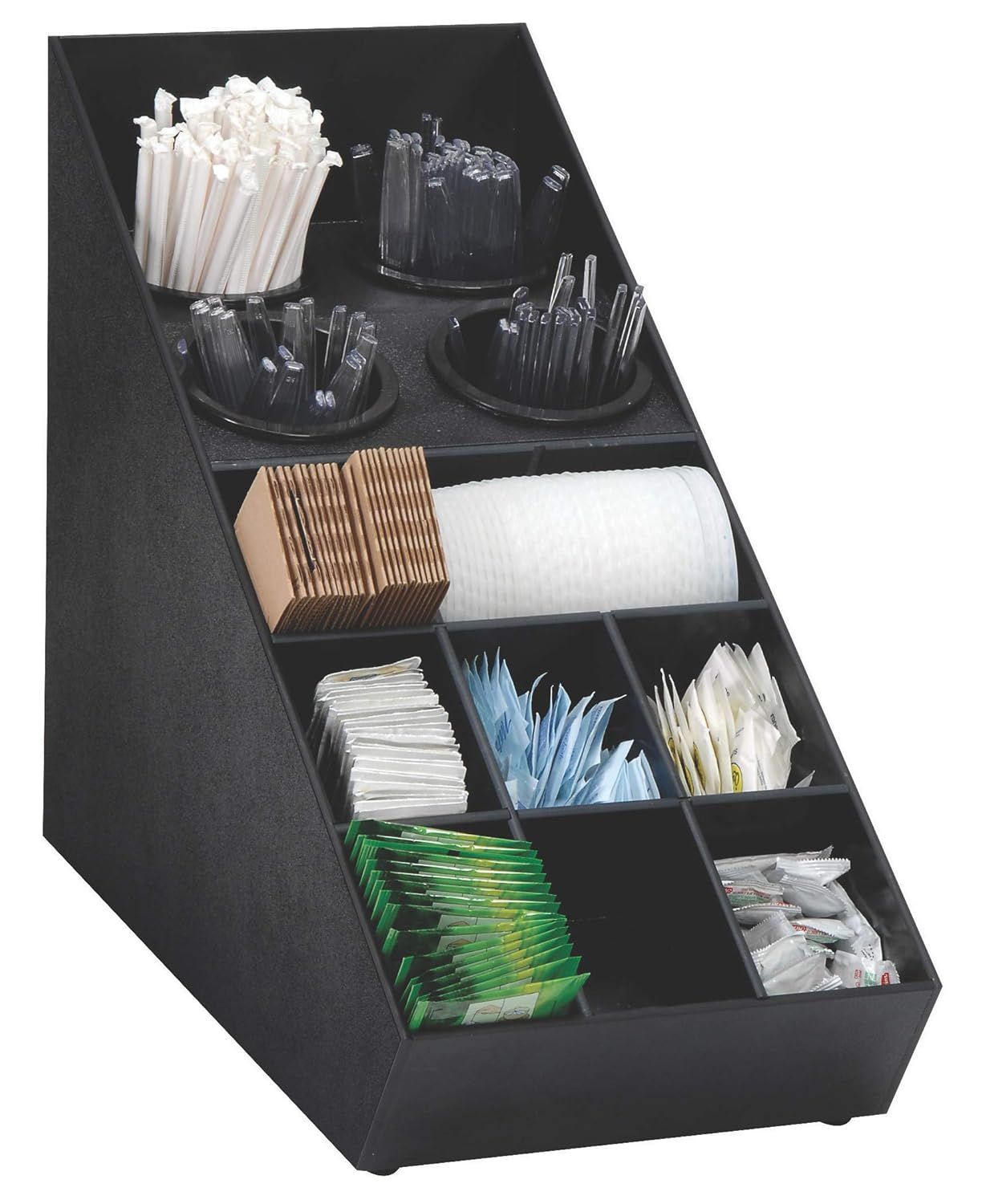 Black Plastic 5-Tier Flatware and Condiment Organizer