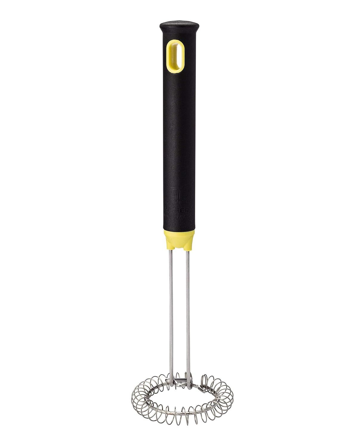 13.38'' Black and Yellow Stainless Steel Spiral Whisk